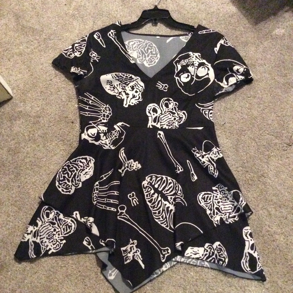 Skeleton Kerchief Hem Dress XXL Plus Goth